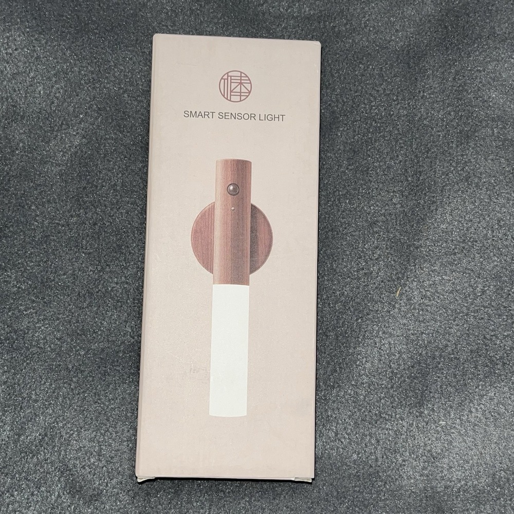 Auto LED Motion Sensor Night Light USB Rechargeable Magnetic Wood Wall Lamp